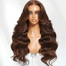 32 Inch Chocolate Brown Lace Front Wig 13x4 Chocolate Brown Wig Body Wave Lace Front Wigs Human Hair Glueless Wigs 250% Density HD Transparent Body Wave Lace Frontal Wig Human Hair - S4 - 查看 6
