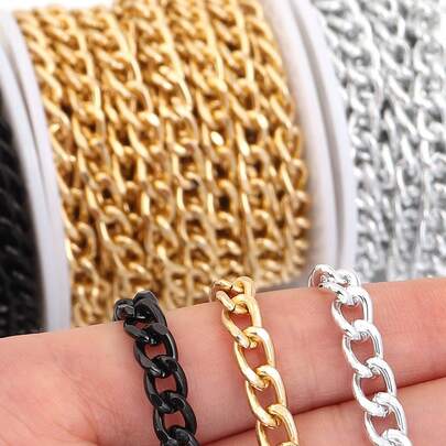 5m/Roll Lightweight, Corrosion-Resistant, Aluminum Alloy Curb Chain, 8.2X1.6mm, For Bracelet, Necklace, Earring, Bag Strap, DIY Jewelry Making