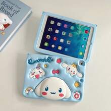 Sanrio Hello Kitty卡通可爱保护套，适用于iPad Mini 1234567/789th/Air/Pro（蓝色），防震、防刮、防摔、防滑、防指纹，带支架，耐刮擦，硅胶材质，是节日礼物佳品，简约时尚，也适用于iPad 7.9、8.3、9.7、10.2、10.5、10.9、11英寸。