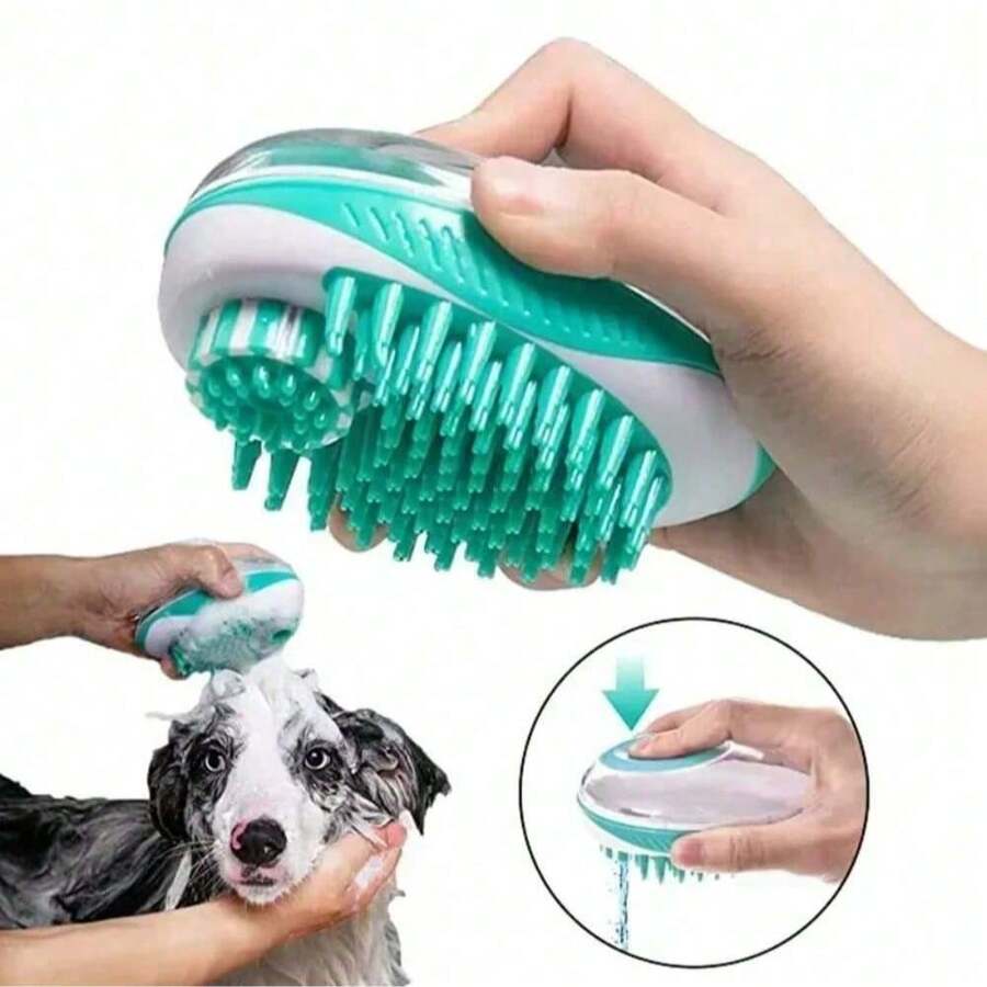 2-In-1 Pet Cat Dog Bathing Brush, Silicone Material, Massage Comb, Soft & Skin-Friendly Pet Shower Brush, Hair Grooming Cleaning Tool, Dog Cat Bathing Supplies - Multicolor - View 1