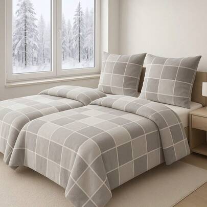 Thermo Fleece 2x Bettwäsche 135x200 x 2x Kissenbezug 80x80, extra flauschige weich warme Bettbezug, flauschig winter Bettdecke, kuschelige Bettwäsche