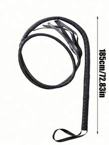 1pc Western Cowboy Black Leather Whip - Costume Accessory Whip, Suitable For Cowboy Role Play And Halloween - Black Whip - View 3