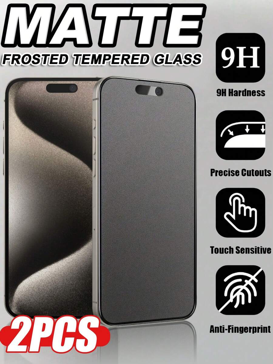 2片装 2.5D 全屏高清磨砂钢化玻璃屏幕保护膜（游戏膜），防指纹，兼容 X/XR/11/12/13/14/15/16/16e/17/17 Air/17 Pro/17 Pro Max/17e 系列