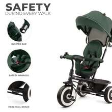 JCH-Kinderkraft Aston Triciclo Evolutivo Bicicleta Sin Pedales Bicicleta Bebe Plegable para Niños Cinturón con Accesorios Portavasos Cesta 9 Meses a 25 kg Verde - Soltero - Ver 7