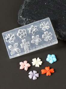 2 khuôn silicon hình cánh hoa mùa xuân, hoa ly và hoa anh đào, khuôn vẽ móng 3D tái sử dụng. - Trong sáng - Xem 3