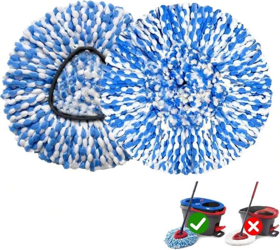 4 Pack Mop Replace Heads Compatible For OCeda, Spin Mop Refill Head Replacement For RinseClean 2-Tank System - Fluffy Microfiber, Machine Washable And Easy To Replace - ColorB - 查看 1