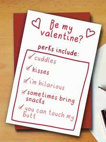 1pc, Charming Valentine's Day Card. Anniversary Card. Husband Card. Includes Envelope. Premium Paper. Wishing You Eternal Youth And Good Health. Adorned With Heart Motifs. The Perfect Valentine's Day Card From Wife To Husband (12cm/4.7in X 17cm/6.7in). - Đỏ - Xem 6