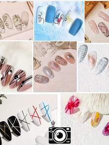 1/3/5pcs Nail Art Liner Pens, Gel Nail Polish Painting Design Brush Set, Fine Lines, Detail Sketching, Soft Coloring Specialized Brushes, Size 7/9/11/15/20mm, Nail Art Brush Set, Nail Art Pen, Nail Art Drawing Pen, Nail Art Painting Pen, Nail Art Flower Painting Brush - Multicolor - View 9