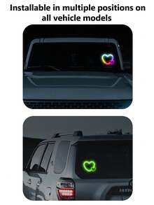 Lámpara con ventosa con forma de corazón alimentada por energía solar, iluminación creativa y colorida de novedad para coche, pared, jardín, patio, exterior, decoración de fiesta, luz de ambiente alimentada por energía solar - Lámpara solar en forma de corazón - Ver 6