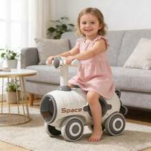 JCH-Bicicleta de Equilibrio para Niños de 1 año 3 Niños y Niñas Bicicleta Sin Pedales con Bloques de Construcción Luces LED y Música Juguete de Bicicleta para niños 12-36 Meses 53 * 47 * 28cm - Blanco - Ver 1