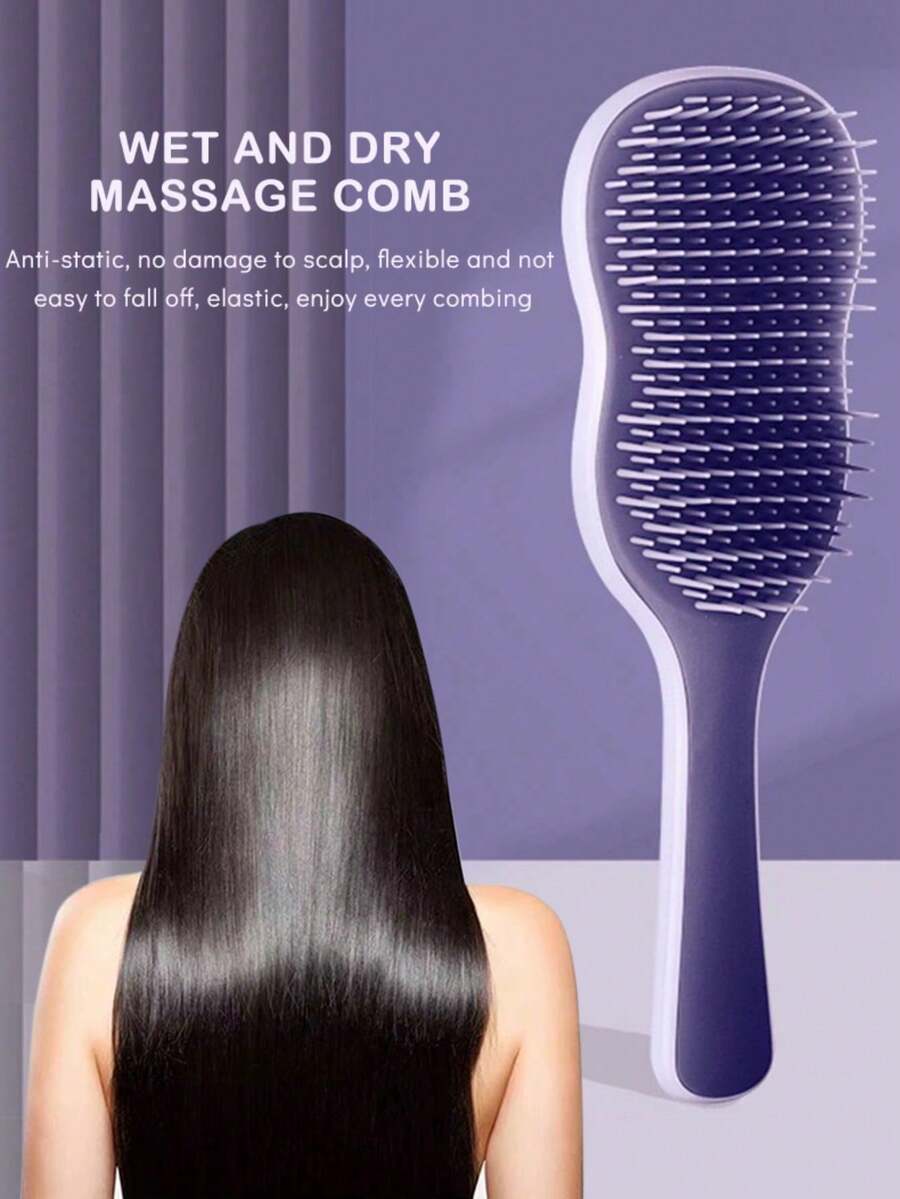 1 perie de păr, ușor de descurcat, îngrijirea scalpului, potrivită pentru toate tipurile de păr, inclusiv păr natural creț, drept, uscat și ud, design creativ al pieptenelor, prietenoasă cu scalpul, ideală pentru întoarcerea la școală, călătorii și accesoriu de păr pentru femei