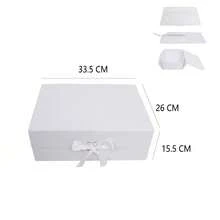 1个糖果色蝴蝶结可折叠磁性礼盒，生日礼物包装 - 白色 - 查看 6