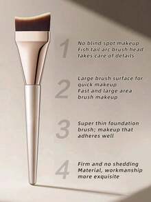 1/2支金色弯头化妆刷，刷头贴合面部轮廓。不锈钢调色盘保持双手清洁。可搭配化妆海绵使用，是晕染和涂抹液体化妆品的理想之选。情人节礼物，化妆海绵，化妆刷，调色刀 - 彩色 - 查看 3