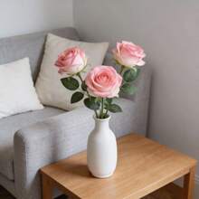 人造装饰花，婚礼新娘捧花，仿天鹅绒珍珠玫瑰花，家居酒店婚礼情人节玫瑰墙饰，丝绸仿真花