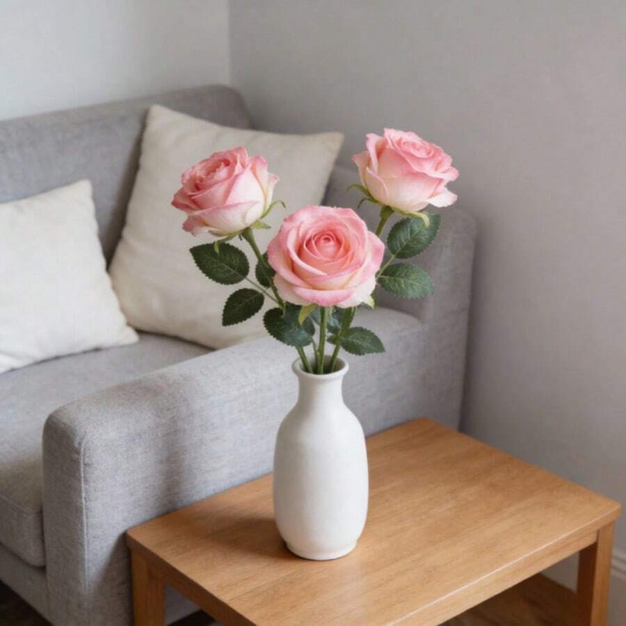 人造装饰花，婚礼新娘捧花，仿天鹅绒珍珠玫瑰花，家居酒店婚礼情人节玫瑰墙饰，丝绸仿真花