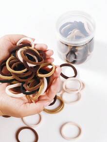[100/50/20-Piece Pack] Large Mixed Brown Hair Tie, Thickened Seamless Hair Ties, Suitable For Women And Girls, Elastic Ponytail Hair Tie, Does Not Damage Hair, Suitable For Thick And Curly Hair. Beauty Home Hair Accessories - Four Color Mixed Coffee - View 5