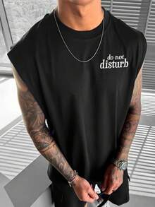 男士大码休闲百搭英文标语印花背心，夏季