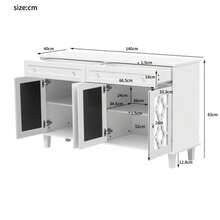 Sideboard With Covers, Covers With Covers, Side Panels And Crystal Frames - White - View 5