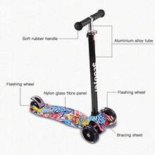 JCH-Scooters para Niños Patinete para Niños Scooter Patinete De 3 Ruedas Con Luces LED Patín del Diablo Patinete de Altura Ajustable para Exteriores Patinete Infantil Juguete Regalo Para Niños Niñas 3-12 Años - Vistoso - Ver 3
