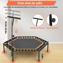 Trampoln Porttil y Plegable, Trampoln Fitness de 48 Pulgadas con Mango Ajustable para Uso en Exteriores e Interiores, Capacidad de Peso 130 kg - Naranja - Ver 3