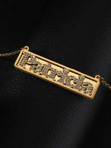 [Customized Jewelry] Personalized Customized Necklace, Different Styles Of Zirconia Necklaces, Different Styles To Choose From, Stainless Steel Jewelry Necklace, Golden Necklace, Including Gift Box, As A Valentine's Day Gift - Necklace - View 15