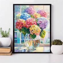 Kit de pintura de diamantes 5D - Flor de hortensia, pintura de diamantes completa, redonda, manualidades de bordado DIY, adecuado para adultos y principiantes, decoración de pared para el hogar/oficina, 30x40cm, gran regalo - Multicolor - Ver 2