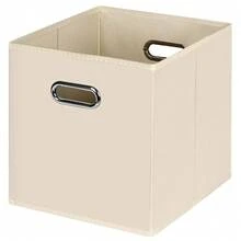 Black Foldable Storage Cubes Bins , Fabric Storage Box Cubes Organizer Baskets With Dual Handles For Home Organizer(Creamy-White) - Creamy-white - View 1