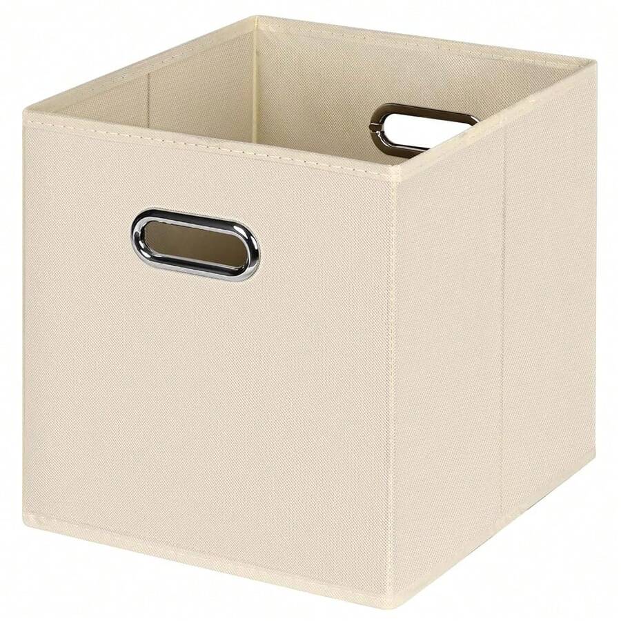 Black Foldable Storage Cubes Bins , Fabric Storage Box Cubes Organizer Baskets With Dual Handles For Home Organizer(Creamy-White) - Creamy-white - View 1