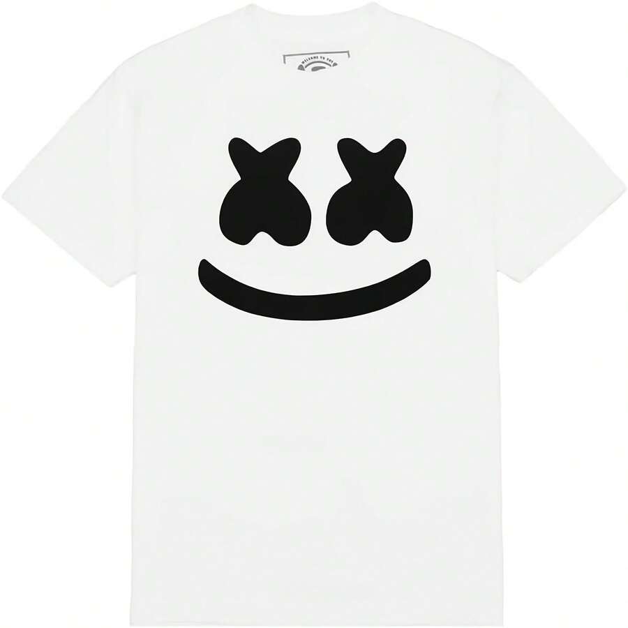 Marshmello - Adulle T-Shirt - Uni, 100% Preshrunk Cotton All Seasons,220g Pure Cotton Single-Sided Printed Crew Neck Short-Sleeved T-Shirt,Unisex Top,Base Layer - 顏色4 - 查看 1