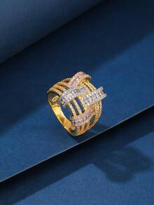 1pc Copper Material Fashionable Charm Zirconia Inlaid Unisex Ring, Suitable For Gift, Women's Holiday And Daily Wear - 21027-1 - View 17