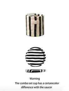 1pc Ins Style Black Striped Grip Mug, Cute Girly High-Quality Romantic Water/Milk/Latte Cup For Women - Black - View 12