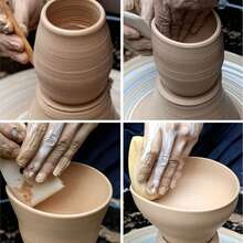 5pcs Ceramic Art Tools Wooden Frame Knife Set, Throwing Ribs, Scraping Blades, Handmade Pottery Tools - Wood Color - View 4