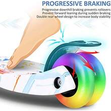 JCH-BENEVE Scooter para Niños Patinete de 3 Ruedas para Niños de 4 a 10 Años Aaltura Ajustable Uedas Intermitentes de PU de Cubierta Extra Ancha Patinete Infantil Juguete Regalo de Navidad Rojo - Rojo - Ver 5