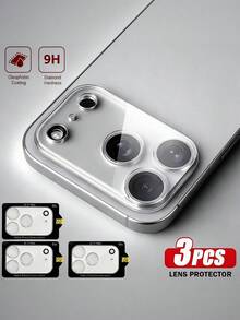 3片装9H钢化玻璃摄像头镜头屏幕保护膜，适用于 17/Air/17 Pro/17 Pro Max/16 Pro Max/15 Pro Max/14 Pro Max/13/12/11 Pro Max | 兼容多种手机型号，高硬度