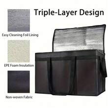 1pc Oversized Portable Insulated Bag, Reusable Kitchen Lunch Box, Suitable For Picnic, Commuting, Lunch, Carrying Foldable Car Storage Box, Heat & Cold Retention, Yard Picnic Supplies, Easy To Clean - Multicolor - View 4