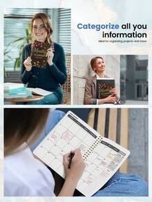 Trees Monthly Planner 2026-2027, A5 Spiral Bound Monthly Notebook, Simple Monthly Schedule Organizer For Work Home School, Office Supplies Valentine's Day - Black - View 5