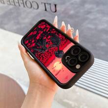 Funda de Teléfono con Patrón de Arte Misterioso de Silueta de Cráneo de Mar de Flor Roja, Serie de Escalera de Ojo de Cielo, Navidad|Navidad|Aniversario|Regalo de Moda para Cumpleaños, Agarre Cómodo, Funda Protectora Suave, Adecuada para Apple  17/17 Air/17 Pro/17 Pro Max/16/15/14/13/12/11 Series, Diseño Artístico, Regalo de Cumpleaños, Regalo de Vacaciones,  de Personalidad de Moda Simple y Divertida, Regalo de Vacaciones - Colores mixtos - Ver 8