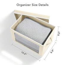 Storage Cubes With Lids - 5 Pack Foldable Clear Window Storage Bins, Large Decorative Storage Bins With Handles, Storage Containers For Clothes, Towel, Blanket, Sheet, Beige - Beige - View 3