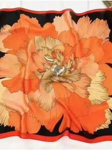 Floral Satin Scarf 90x90 – Retro Women's Fashion Head And Neck - Đỏ - Xem 7