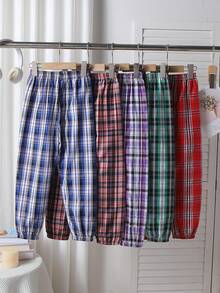5pcs/Pack Boys' Plaid Pants, Spring/Summer Children Casual Trousers, Jogger Pants For Little/Big Kids, Fits Ages 4-12 - Multicolor - View 2