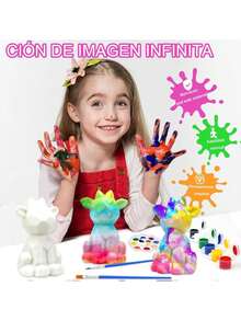 Kit de pintura con agua para niños,manualidades para niños,pintable DIY Luz Nocturna de ciervo,con 12 pinturas,arte para niños,38259626 - Multicolor - Ver 2
