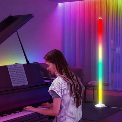 RGB Color Changing Floor Lamp, Microphone Pickup Ambient Light For Bedroom, Wall Corner, Live Streaming, E-Sports Room