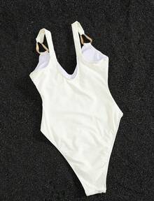 Trajes De Baño Mujeres,Women's Elegant Solid Color V-Neck Sexy Metal Ring Decor One-Piece Swimsuit, High Elasticity Fabric For Beach & Resort, ,Beach Set,Vacation Outfits Women>Swimsuit,Bathing Suits For Women>Vacation,Bathing Suits With Cover Up Set,Bandeau Bikini,Thong Bikini Set,Bathing Suits For Women,Matching Sets Women,Matching Swim Suits Couple,Dresses For Women Elegant,Swimsuits For Woman>Tummy Control,Festival Outfits For Women,Vestidos,Matching Swim Suits Couple,Valentine's Day,Vacation Outfits,Beach Coverups For Women,Tummy Control Swimsuit,Two Piece Set Women,High Waisted Bathing Suit,Set 2 Piece Set Women,Women Beachwear,Sexy Beachwear,2016 Bikini,Beach Set,Vestidos De Baño,Ropa De Playa,Trajes De Baño,Ropa De Playa Mujer,Traje De Baño Mujer,Beach Wear,Valentine's Day, Gras,Vacation Outfits Women,Galentine,Valentine Gift,Bachelorette - 白色 - 查看 6