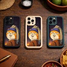 Funda para iPhone perro divertido estilo arte clásico reinterpretado, diseño gracioso y expresivo, carcasa original y llamativa, regalo creativo para amantes de los perros y el humor, ideal para sorprender con algo diferente | iPhone11/12/13/14/15/16/17 Plus/Pro/Pro Max - Beis - Ver 7