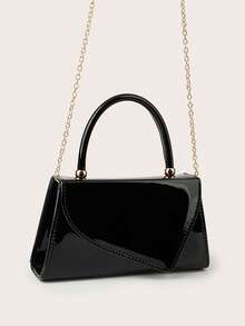 Fashionable Solid Color Mirror Handbag, Elegant Business Bag Suitable For Party Girls, College Students, Brides. Matches Party Dresses, Wedding Gowns, Formal Dresses, Tight Dresses. Ideal For Weddings, Gatherings, Banquets, Parties, Balls. The Best Gift For Women. - Black - View 4