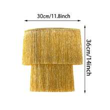 1pc Tassel Curtain Lamp Shade, Double Layer Hanging Decorative Lamp For Birthday Party, Wedding, Wall Decor - Gold - View 8