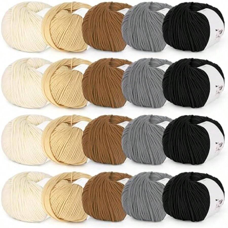 20 Skeins Cotton Yarn For Crocheting-55% Cotton 45% Acrylic-Super Soft Milk Cotton Yarn-Great Crochet And Knitting Starter Kit For Colorful Craft (Color D) - 顏色 D - 查看 1