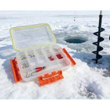 1pc Fishing Tackle Box, Hook Storage Box, 27x17cm Moisture-Proof Bait Storage Box, Small Multi-Compartment Tackle Organizer, Portable Outdoor Fishing Accessories.Fishing Tools, Storage Box, Organizer, Fishing Supplies, Fishing Storage. - Orange - View 1