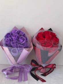 Handmade Eternal Rose Bouquet, Romantic Ceremony Surprise Gift For Valentine's Day, Anniversary, Girlfriend, Boyfriend, Fiancé, Teacher's Day, Graduation, Proposal, Birthday - Red, Blue, Purple, Pink - Multicolor - View 4