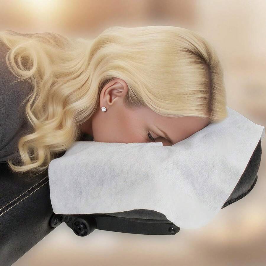 100pcs/Pack Disposable Headband, Hole Towel, Massage Table Knee Pad, Suitable For Beauty Salon, Large & Thick Non-Woven Massage Table Knee Pad, Anti-Stain And Anti-Dust, Applicable For Beauty Salon - Multicolor - View 1